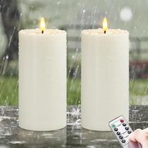 Velas LED impermeáveis sem chama Wroxipel 4x8in Ivory, pacote com 2