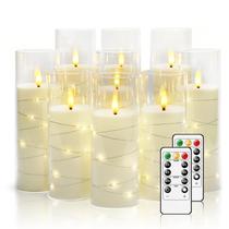 Velas LED Nimiko Flickering Flameless com cordão de estrelas, 9 unidades