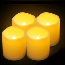 Velas LED para exteriores QIDEA, pacote com 4, 7,62 x 7,62 cm, impermeáveis Velas LED para exteriores QIDEA, pacote com 4, 7,62 x 7,62 cm, impermeáveis