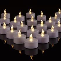 Velas LED para luzes de chá PUNPUBA, pacote com 50 unidades, sem chama, branco quente