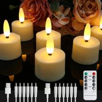 Velas LED Recarregáveis Com Timer E Controle Remoto, Sem Chama, Efeito De Chama Tremeluzente, Luz