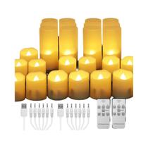 Velas LED Recarregáveis Sem Chama Com Timer, Controle Remoto E Cabo De Carregamento USB, Luzes De