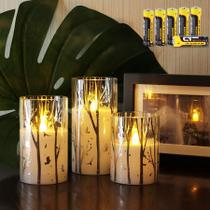 Velas LED Rhytsing Birch Design Glass com temporizador e baterias Velas LED Rhytsing Birch Design Glass com temporizador e baterias