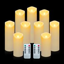 Velas LED sem chama Aignis, 9 unidades com controle remoto e temporizador 5/6/7 cm