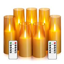Velas LED sem chama com 7 unidades de temporizador remoto dourado