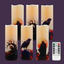 Velas LED sem chama, design gótico de Halloween, conjunto de 6