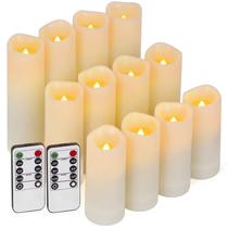 Velas LED sem chama Enido 12 unidades com controle remoto e temporizador externo