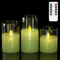 Velas LED sem chama GenSwin Green Glass com controle remoto (conjunto de 3) Velas LED sem chama GenSwin Green Glass com controle remoto (conjunto de 3)