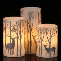 Velas LED sem chama GenSwin, pacote com 3 unidades, Real Wax Silver Deer Velas LED sem chama GenSwin, pacote com 3 unidades, Real Wax Silver Deer