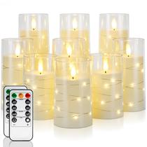 Velas LED sem chama Homemory, 9 unidades com luzes de fada