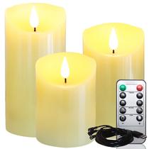 Velas LED sem chama Lezonic recarregáveis com pacote remoto 3