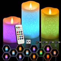 Velas LED sem chama NICEME recarregáveis com controle remoto de 3 unidades
