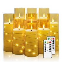 Velas LED sem chama Nimiko Flickering com cordão de estrelas, 9 unidades Velas LED sem chama Nimiko Flickering com cordão de estrelas, 9 unidades