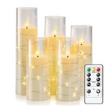 Velas LED sem chama Raycare com Star String, 5 unidades com temporizador