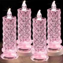 Velas LED sem chama SupBri Rose Shadow 4 peças rosa