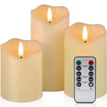 Velas LED sem chama VIEWELLD com controle remoto e temporizador, conjunto de 3
