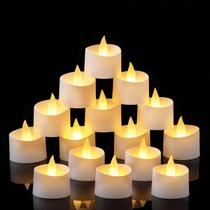 Velas LED tipo tealight de chama dupla Eloer, pacote com 24, brancas