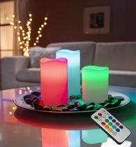 Velas LED YaKii Flameless que mudam de cor, pacote com 3 unidades