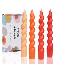 Velas LPUSA Spiral Taper 20 cm, sem gotejamento, laranja sem perfume, 4 unidades