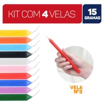 Velas Palito Coloridas Vela Tradicional Kit 16cm 15g 100% Parafina - Envio Rápido - Chama de Ouro