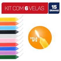 Velas Palito Coloridas Vela Tradicional Kit 16cm 15g 100% Parafina - Envio Rápido