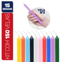 Velas Palito Coloridas Vela Tradicional Maço Kit 16cm 15g 100% Parafina - Envio Rápido - Chama de Ouro