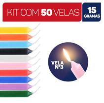 Velas Palito Coloridas Vela Tradicional Maço Kit 16cm 15g 100% Parafina - Envio Rápido