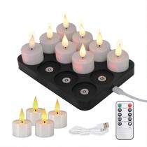 Velas recarregáveis FPOO, 2 polegadas, pacote com 12 polegadas e controle remoto