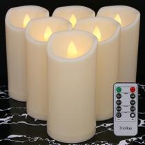 Velas sem chama 7LinRay Waterproof com controle remoto e temporizador, conjunto de 6