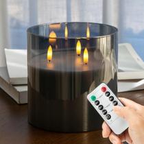 Velas sem chama AFINETH Extra Large 3 pavios 15x15cm cinza