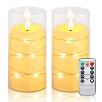 Velas sem chama Aignis LED com temporizador remoto, conjunto de 2 marfim Velas sem chama Aignis LED com temporizador remoto, conjunto de 2 marfim