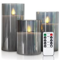 Velas sem chama Amagic Glass com controle remoto e temporizador, conjunto de 3