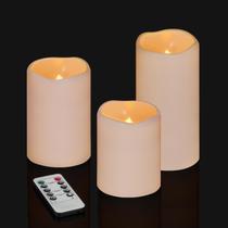 Velas sem Chama Artmarry Kit com 3 Peças 7,515 cm com Controle Remoto e Timer