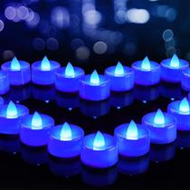 Velas sem chama BEICHI, pacote com 24 luzes de chá LED, azul Velas sem chama BEICHI, pacote com 24 luzes de chá LED, azul