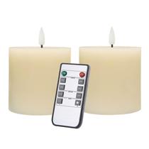 Velas sem chama, conjunto de 2 LED cintilantes, marfim, 7,62 x 7,62 cm