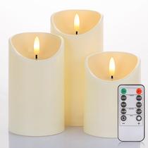 Velas sem chama CREDTARNOS Flickering com conjunto remoto de 3 Velas sem chama CREDTARNOS Flickering com conjunto remoto de 3
