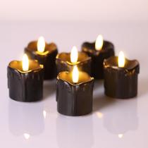 Velas sem chama Eywamage Black Dripping Wax com temporizador, conjunto de 6 Velas sem chama Eywamage Black Dripping Wax com temporizador, conjunto de 6