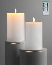 Velas sem chama Gmnee 4x6, 10 cm de diâmetro, cera branca, pacote com 2 unidades Velas sem chama Gmnee 4x6, 10 cm de diâmetro, cera branca, pacote com 2 unidades