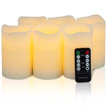 Velas sem chama H-BLOSSOM Flickering LED Real Wax, conjunto de 6