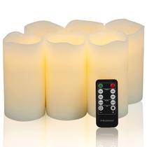 Velas sem chama H-BLOSSOM Real Wax Pillar LED com controle remoto