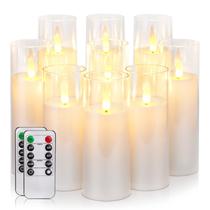 Velas sem chama Homemory, acrílico branco puro, conjunto de 9