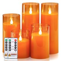 Velas sem chama Homemory Halloween com controle remoto e conjunto de temporizador/5 Velas sem chama Homemory Halloween com controle remoto e conjunto de temporizador/5