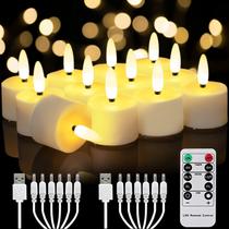 Velas sem chama, lâmpada de chá LED recarregável Homemory, pacote com 12