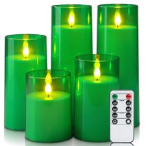 Velas sem chama, LED verde Homemory com conjunto de controle remoto (5) Velas sem chama, LED verde Homemory com conjunto de controle remoto (5)
