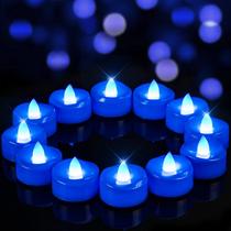 Velas sem chama, merrynights, Tea Lights, pacote com 24 unidades, LED azul Velas sem chama, merrynights, Tea Lights, pacote com 24 unidades, LED azul