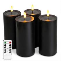 Velas sem chama MUMCHASI Black Real Wax com controle remoto 4x15cm 4p