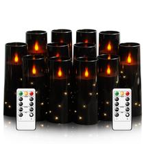Velas sem chama Sasigeiaa com Star String 12 pretas com controle remoto