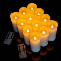 Velas sem chama Vinkor Real Wax Pillar LED com marfim remoto