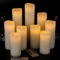 Velas sem chama Vinkor Velas operadas por bateria Velas LED Real Wax Pillar com controle remoto de 10 teclas e cronômetro de 24 horas para ciclismo (Ivory 4" 5" 6" 7" 8" 9")