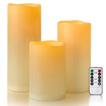 Velas sem chama Yongmao Ivory Waterproof com conjunto remoto de 3